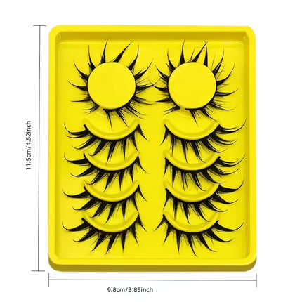 6 Pairs Cartoon Eyelashes Cat Eye Eyelashes 3D Natural False Eyelashes Fluffy Soft Crossed Smart Natural Eyelash Extension Makeu
