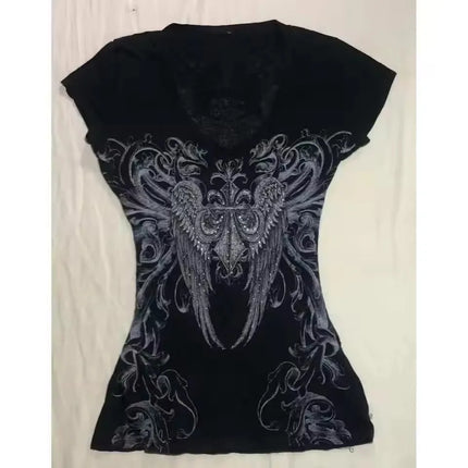 2026 European and American Style Y2K Slim-Fit Short-Sleeve Printed Top T-Shirt, Fashionable and Retro Women's Clothing for