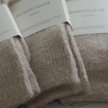 1 Pair Mid Tube Socks for Women Solid Color with Fleece Thickened Warm Floor Socks Winter Thermal Sleep Socks Set High Quality