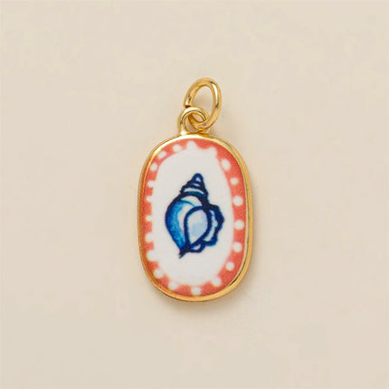 Colorful dopamine pendant with oil droplets, strawberry, crab, heart, shell pattern, color preservation