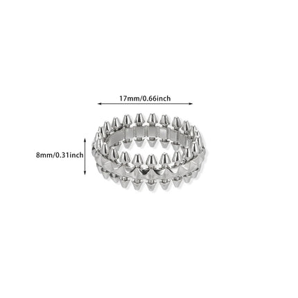 2025 Design Style Riveted Bullet Stainless Steel Rings For Women Punk Gold Color Creative Ring Broad Surface Finger Jewelry Gift