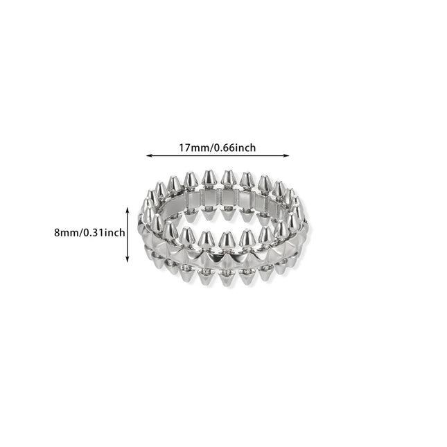 2025 Design Style Riveted Bullet Stainless Steel Rings For Women Punk Gold Color Creative Ring Broad Surface Finger Jewelry Gift