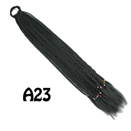 Synthetic Gradient Color Dirty Braided Ponytail Extensions With Elastic Band 24" Rainbow Braid Pony Tail Hairpiece For Girl