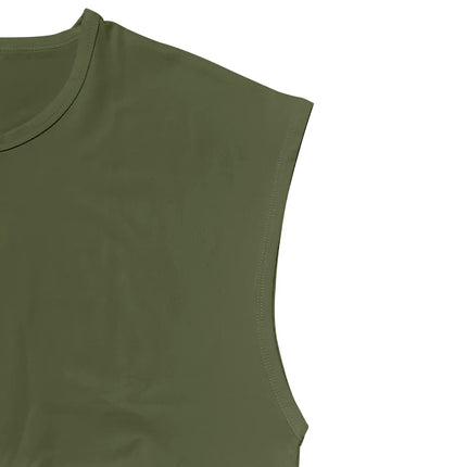 Independent station 24 cross-border men's summer new sleeveless t-shirt youth casual loose solid color thin shoulder t-shirt spo