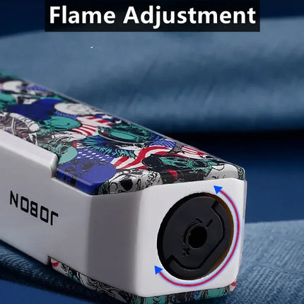 JOBON Metal Outdoor Windproof Turbine Torch Strong Fire Power Blue Flame Straight Butane Gas Lighter Gas Kitchen BBQ Welding
