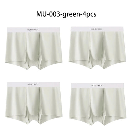 Men's 4-Pack Moisture-Wicking Quick-Drying Seamless Antibacterial Boxer Briefs High Elasticity Non-Slip Sports Underwear