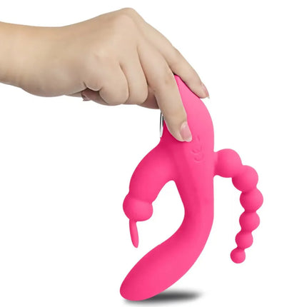 12 Modes G Spot Rabbit Vibrator Clitoral Stimulator Anal Triple Curve Massager Anal Beads Sex Toys For Women Couples Dildo