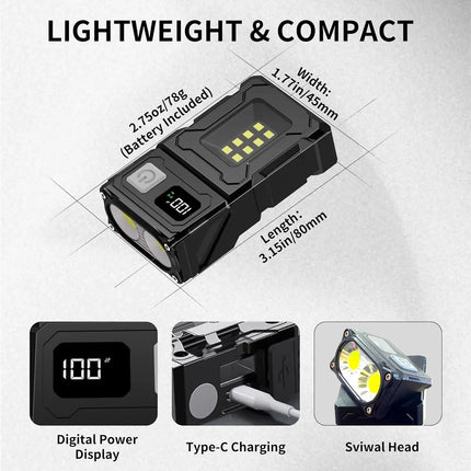 MINI USB Rechargeable LED Flashlight Portable Tail Magnet Work Light Super Bright Camping Lantern Side COB Emergency Torch Light