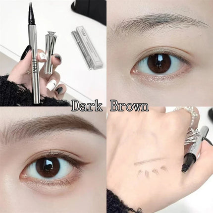 Waterproof Wild Eyebrow Pen 2/4 Separated Head Natural Brow Makeup Quick-Drying Creation of Ultra-Fine Lasting Liquid Eyebrow