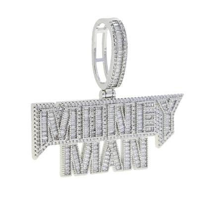 New Hip Hop Money Pendant Necklace Gold Color Iced Out Bling CZ Cubic Zirconia Letters Rich Dollar Charm Men Women Jewelry