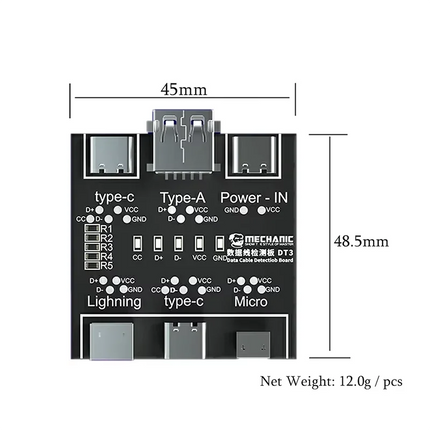 DT3 Data Cable Detection Board Type-C Micro USB C Cable Tester Short Circuit On Off Switching Diagnose Tool for iOS Android