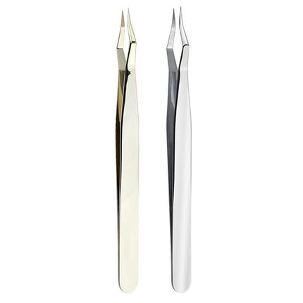1Pc Stainless Steel Curved Tip Lash Extension Tweezers Anti Slip Straight Tweezers High Precision Nail Art Makeup Beauty Tools