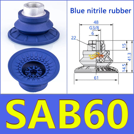 SAB series vacuum suction cup SAB22/30/40/50/60/80 industrial parts mechanical arm corrugated strong suction cup nitrile rubber