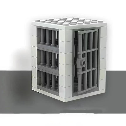 Classic Jail Building Model - Police vs Thief Brick Set for Collection and Display