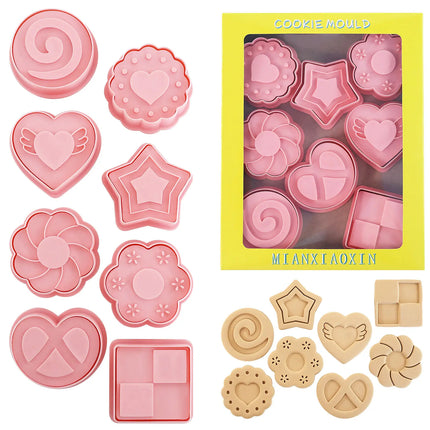 8Pcs Cute Jam Sandwich Biscuit Cookie Cutters Flower,Star Shape Cookie Molds Cartoon Fun Biscuit Moulds