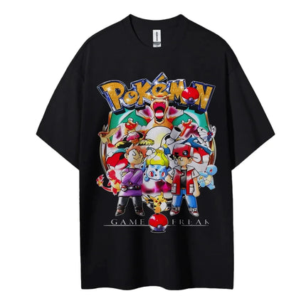 Pokemon T-shirt Men's Pure Cotton Casual  Round Neck T-shirt Short Sleeve Clothing Summer Sports Casual Short Sleeve Top