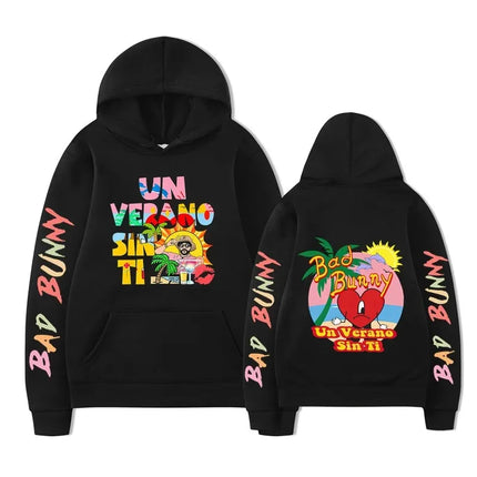 2026 Autumn and winter men and women's casual comfortable warm hooded sweatshirt Bad Bunny hip-hop print fashion loose hoodie
