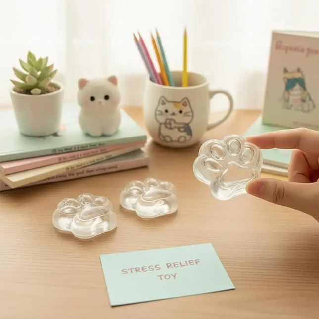 Kawaii Cat Paw Squishy Hollow Skin Clear DIY Stress Relief Squeeze Toy Simulated Air Filled Slow Rebound Sensory Ball Gift