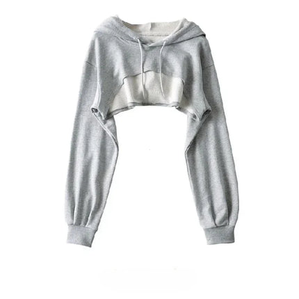 Y2k Hoodie Female Hoodie Personality Irregular Crop Ultra Short Style Long Sleeve Top Female Drop Shipping Sweatshirt Clothes