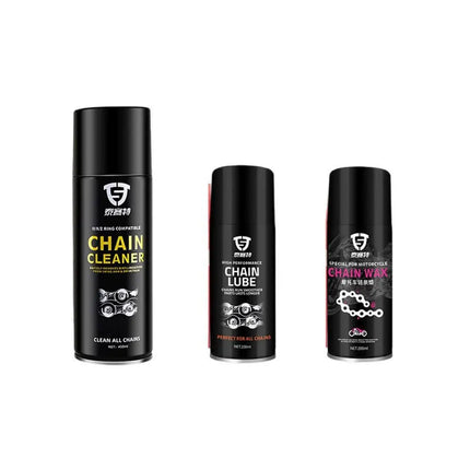 Motorcycle chain oil, chain cleaner, and specialized wear-resistant bottled chain wax for lubrication and maintenance