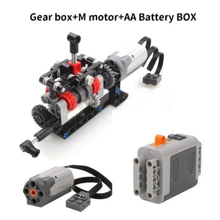 MOC DIY 4 Speed Gearbox Building Blocks Technical Model M Motor Manual Transmission STEM Educational Toy Power Functions