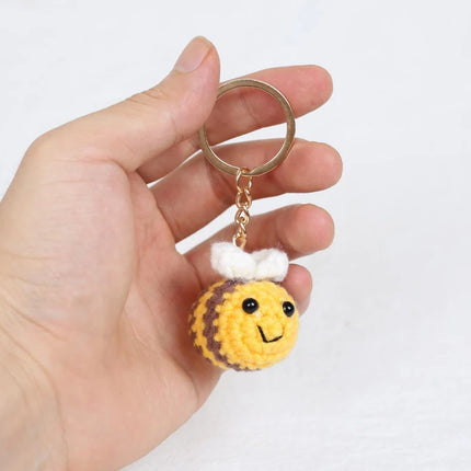 10/1PCS Crochet Bees DIY Handmade Knitted Keychain Keyring Crocheted Mini Bees Pendants Car Key Ring Handbag Charms Gifts