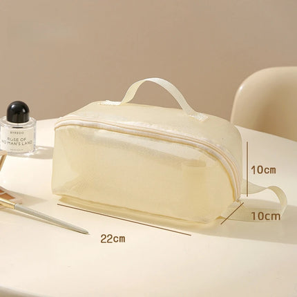Fashion Transparent Mesh Travel Cosmetic Bag Storage Multi Layer Portable Womens Toiletry Bag Large Capacity Bag Makeup