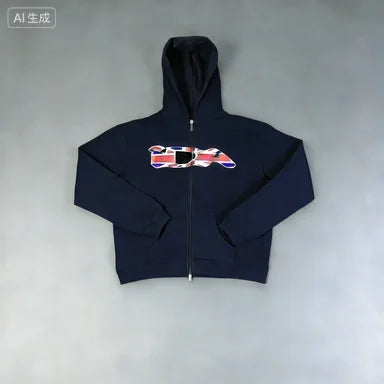 2025European and American Fashion New Trend Letter Print Fleece Loose Casual Zipper Unisex Hooded Sweatshirt Jacket