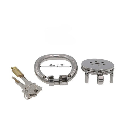 Flat Male Cock Cage with Metal Catheter - 18+ Urethral Negative Pressure Chastity Lock, BDSM Bondage Toy for Couples
