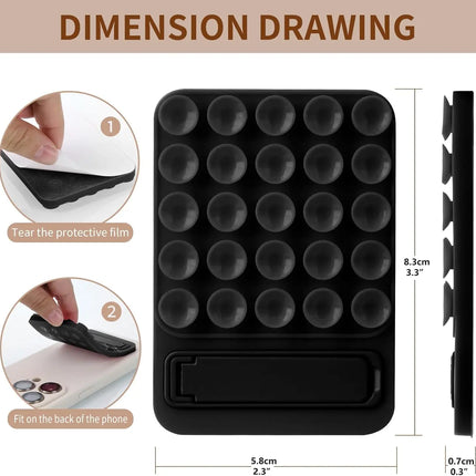 Silicone Suction Phone Mount Mirror Shower Phone Holder Foldable Adhesive Smartphones Accessory For Selfies And Videos