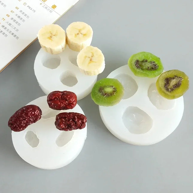 3d Fruit Silicone Molds Banana Slices Kiwi Dried Jujube Fruit Fondant Cake Chocolate Mould Cake Decoration DIY Resin Molds