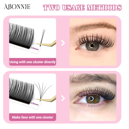 Abonnie Angel Lashes Pre-bundled Lash Spikes 5D Flower Lashes Individual Eyelash Extensions Wispy Lash Premade
