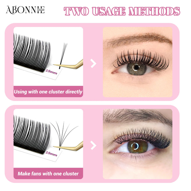 Abonnie Angel Lashes Pre-Bundled Lash Spikes 5D Flower Lashes Individual Eyelash Extensions Wispy Lash Premade