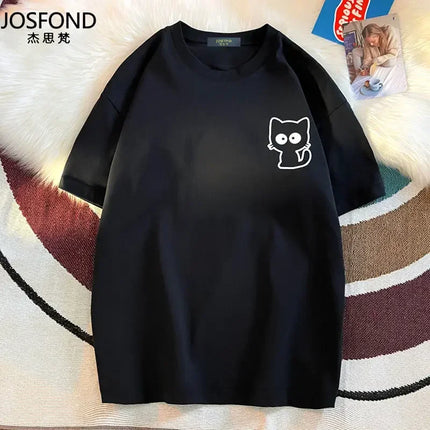 Female Casual Printing O-neck Short Sleeve T-Shirt 2025 New Summer Trend All-match Loose Cartoon Pullover Top Tee Women Clothes
