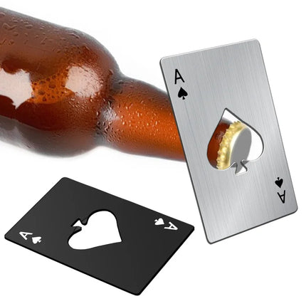 1PC Beer Bottle Picker Opener Poker Creative Pocket Metal Multifunction Credit Card Bottle Opener Black Peach A Stainless Steel