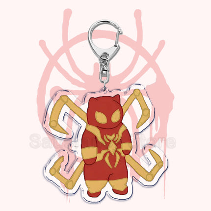 Cute Spider Punk Cat Warrior Key Chain Key Ring Invincible Superhero Keychains Keyring Pendant for Bag Man Women Jewelry Gifts