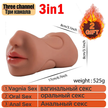 Vagina for Men Toy Sex Toys 4D Realistic Anal Oral Deep Throat Male Masturbator Silicone Artificial Vagina Mouth Erotics Anus