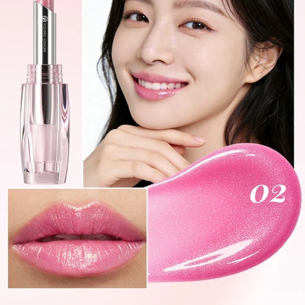 6 Colors Crystal Glossy Lipstick - Moisturizing Tinted Lip Balm,  Shimmer, Transparent Tube, Long-Lasting Hydration,