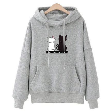 2024 Autumn Hoodie Women's Casual Hooded Sweatshirt Creative Hoodie Matching Streetwear Cute Cat Pattern Monogram Hoodie CYXX077