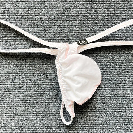 Men's Ice Silk Low-Waist Thong Underwear with Thin Straps Sexy Large Bag Briefs New Arrival  Men's Underwear