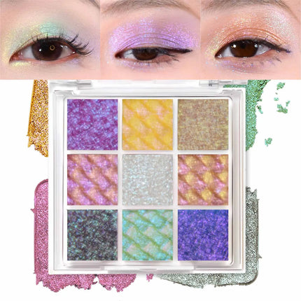 JUR MORNIER 9 Color Multichrome Eyeshadow Palette Shimmer Chameleon Eye Shadow Waterproof Vegan Cruelty Free Eye Makeup