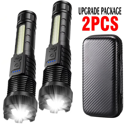 Super Bright Flashlight Built-in Battery USB C Rechargeable LED Flashlights 500000LM High Power Torch Lamp for Camping Lantern