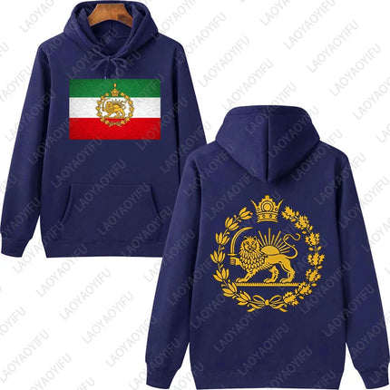 Lion and Sun Persian Hooded Sweatshirt Iranian Hoodie Emblem Graphic Unisex Front & Back Print Trend Casual Style Sportswear