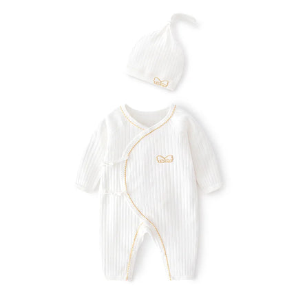 Lawadka 0-6M Spring Baby Girls Boys Romper Hat Cotton White Clothes For Girls Fashion Infant Jumpsuit Newborn Babies 0 to 3 M