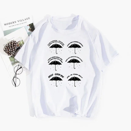 Umbrella Academy Printed Short Sleeve T-Shirt Women's Fashion Cross-Border Modal Material Crew Neck Floral Patchwork Wish EBay