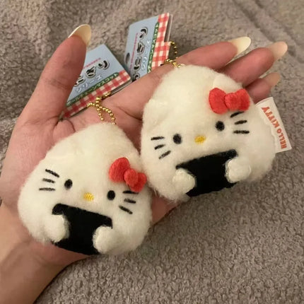 iigen Sanrio Hello Kitty Rice and Vegetable Sushi Pendant Keychain Cute Plush Cat Doll Bag Hanging Pendant Jewelry Accessories