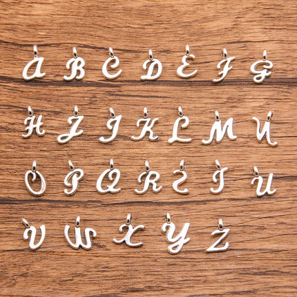 26Pcs Mix Size Picture Color Metal Zinc Alloy English Letter A-Z Charms Fit Jewelry Pendant DIY Necklaces Bracelets Bags Makings