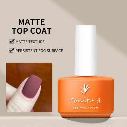 Tonitu G 7ml Nail Gel Top Coat Base coat No Wipe UV LED Varnish Sealing Shining Clear nails art for professionals