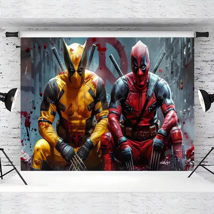 Superhero Deadpool Theme Customized Boys Birthday Party Decoration Banner Provided Portrait Photography Studio Background Props