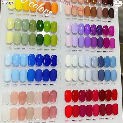 Glenys 60 pieces * 15ml nail polish gel popular semi permanent immersion gel color card UV LED nail salon art varnish